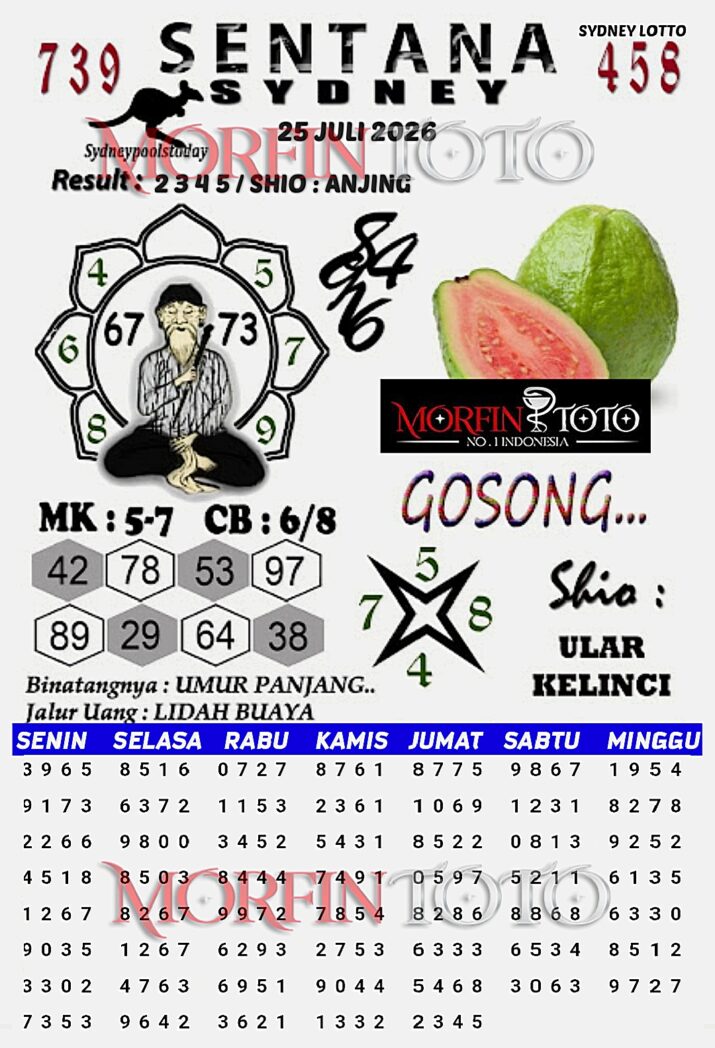 SYAIR TOGEL SENTANA SYDNEY LOTTO 25 JULI 2026