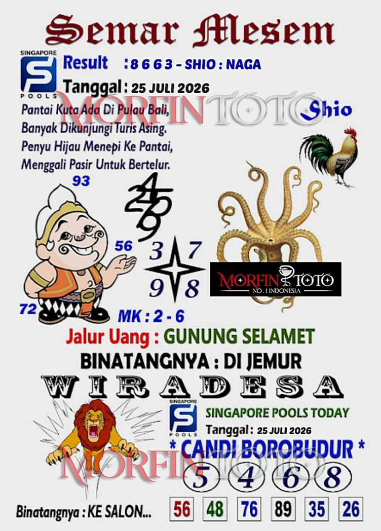 SYAIR TOGEL SEMAR MESEM SINGAPORE POOLS 25 JULI 2026