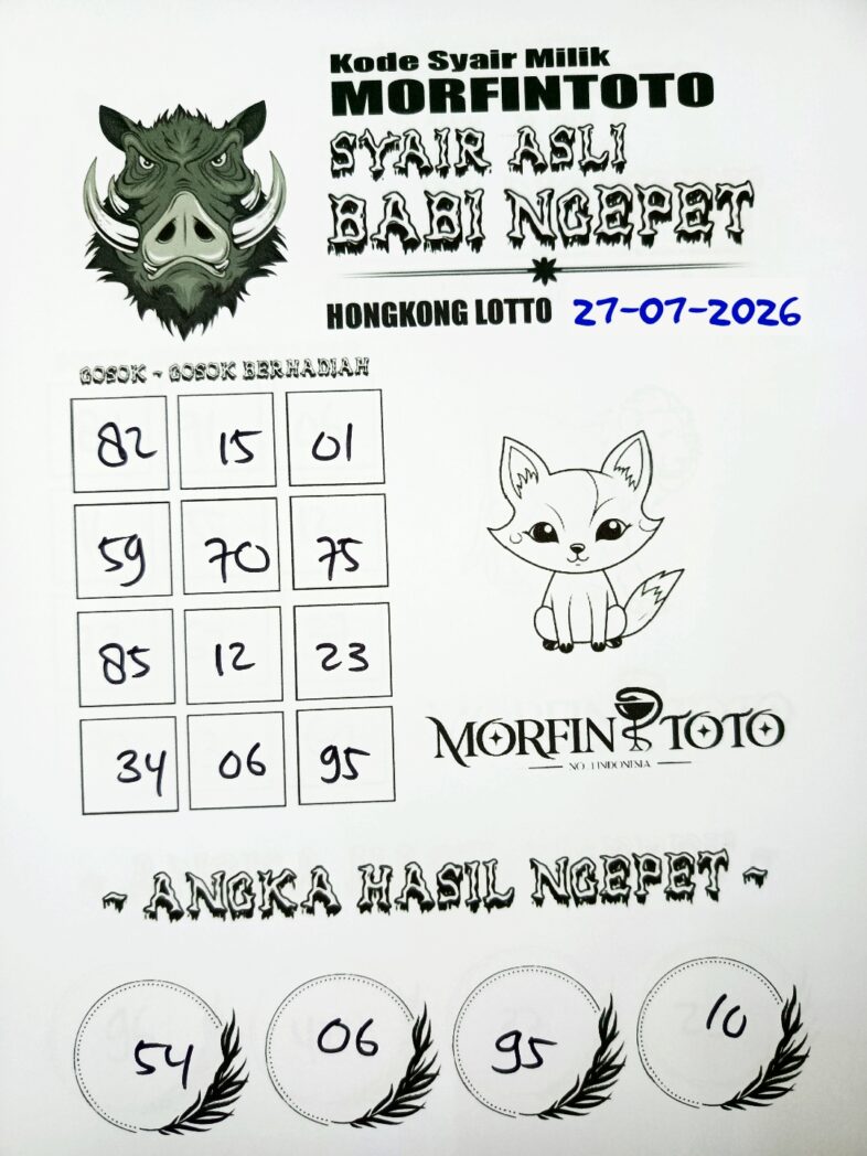 SYAIR TOGEL BABI NGEPET HONGKONG LOTTO 27 JULI 2026