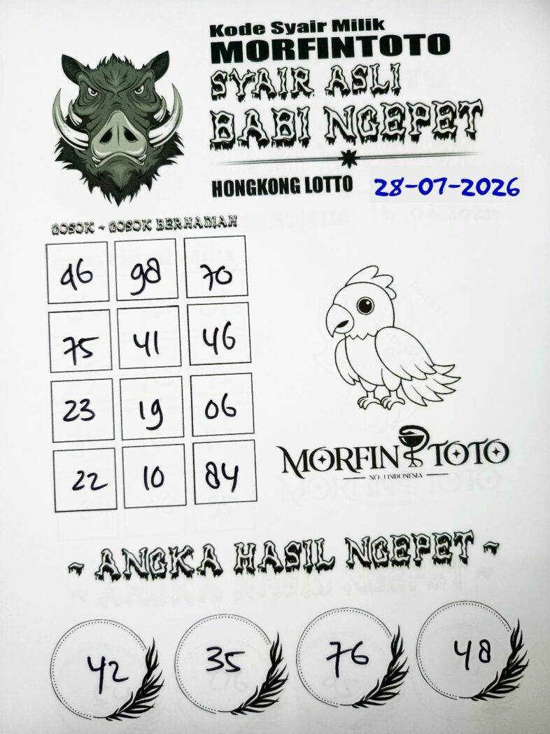 SYAIR TOGEL BABI NGEPET HONGKONG LOTTO 28 JULI 2026