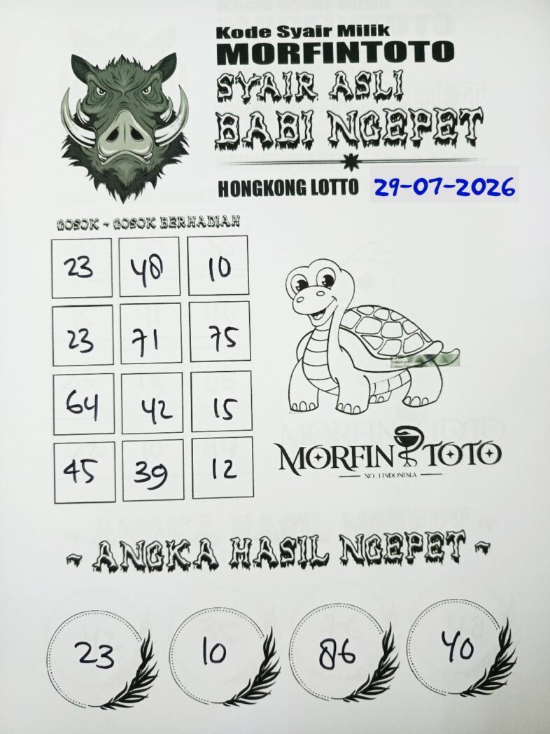 SYAIR TOGEL BABI NGEPET HONGKONG LOTTO 29 JULI 2026