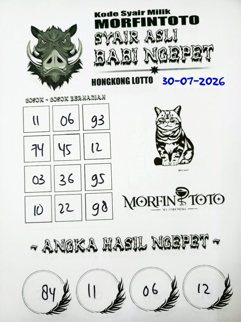 SYAIR TOGEL BABI NGEPET HONGKONG LOTTO 30 JULI 2026
