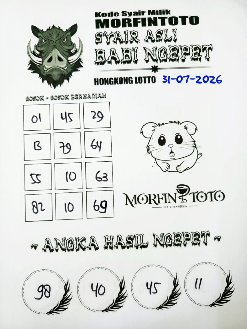 SYAIR TOGEL BABI NGEPET HONGKONG LOTTO 31 JULI 2026
