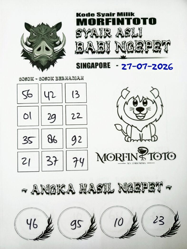 SYAIR TOGEL BABI NGEPET SINGAPORE POOLS 27 JULI 2026