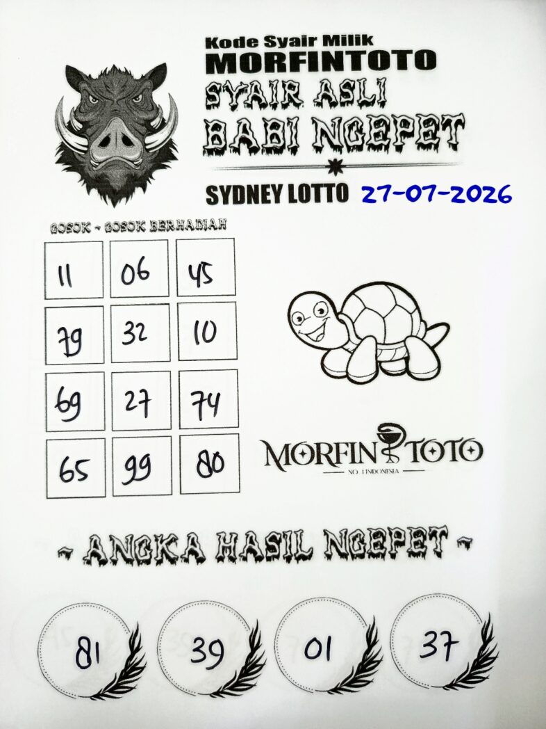SYAIR TOGEL BABI NGEPET SYDNEY LOTTO 27 JULI 2026