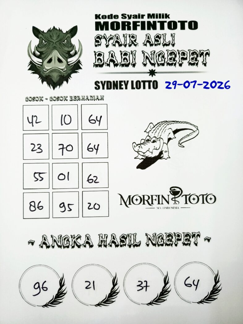 SYAIR TOGEL BABI NGEPET SYDNEY LOTTO 29 JULI 2026