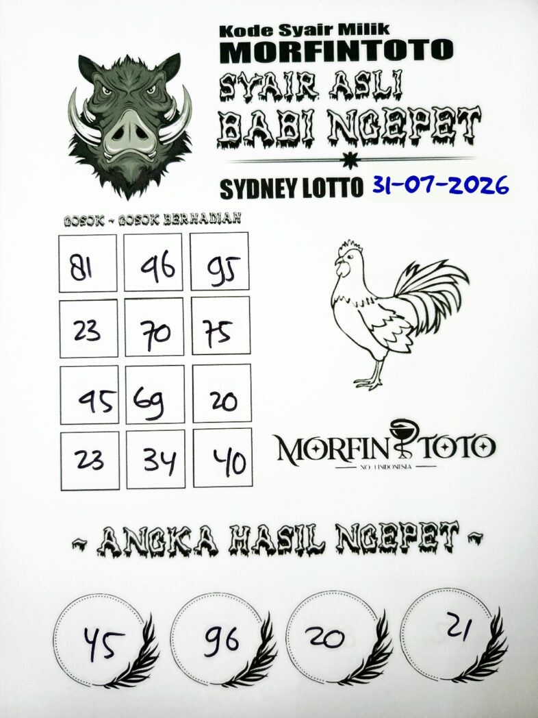 SYAIR TOGEL BABI NGEPET SYDNEY LOTTO 31 JULI 2026