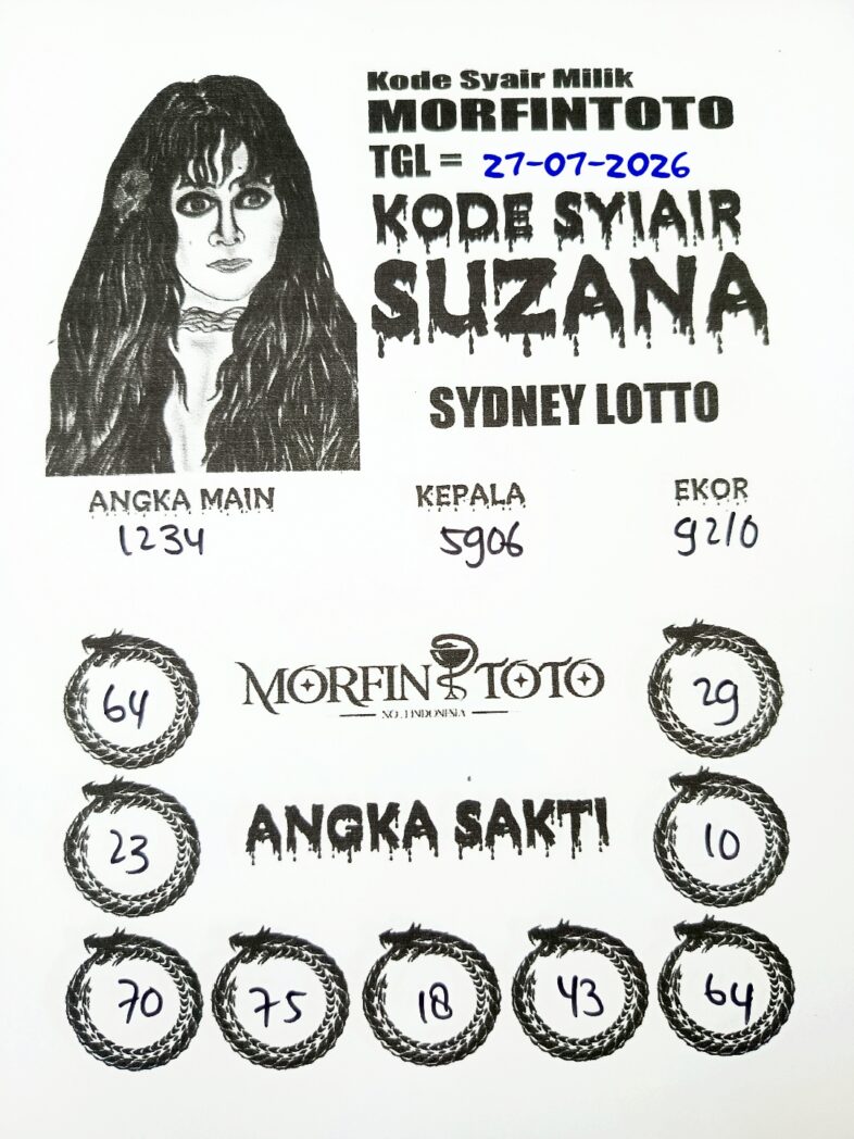SYAIR TOGEL SUZANA SYDNEY LOTTO 27 JULI 2026
