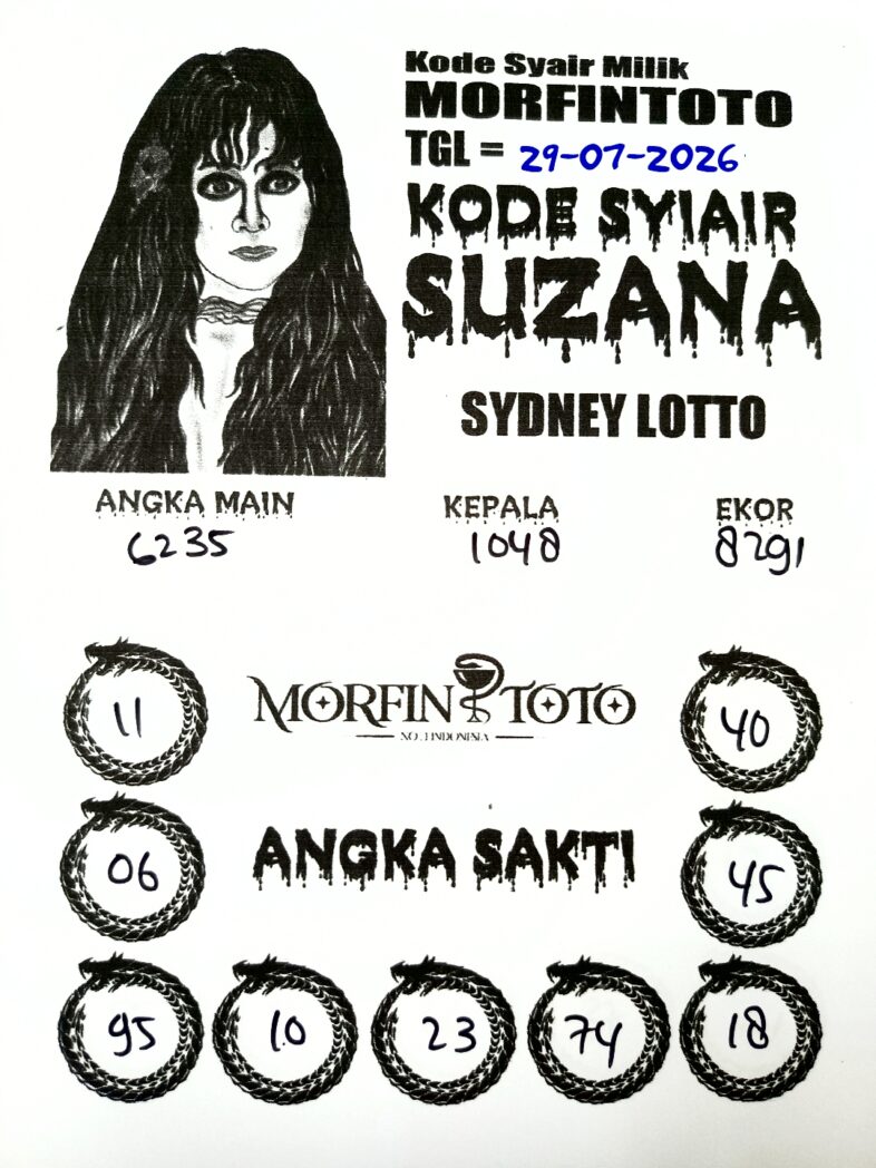 SYAIR TOGEL SUZANA SYDNEY LOTTO 29 JULI 2026