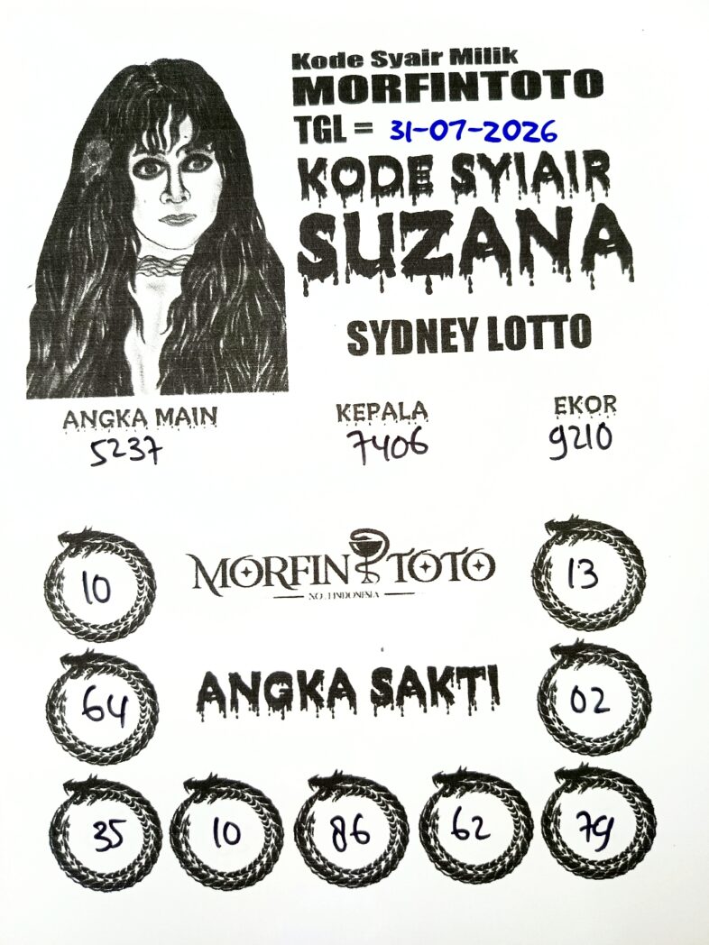 SYAIR TOGEL SUZANA SYDNEY LOTTO 31 JULI 2026