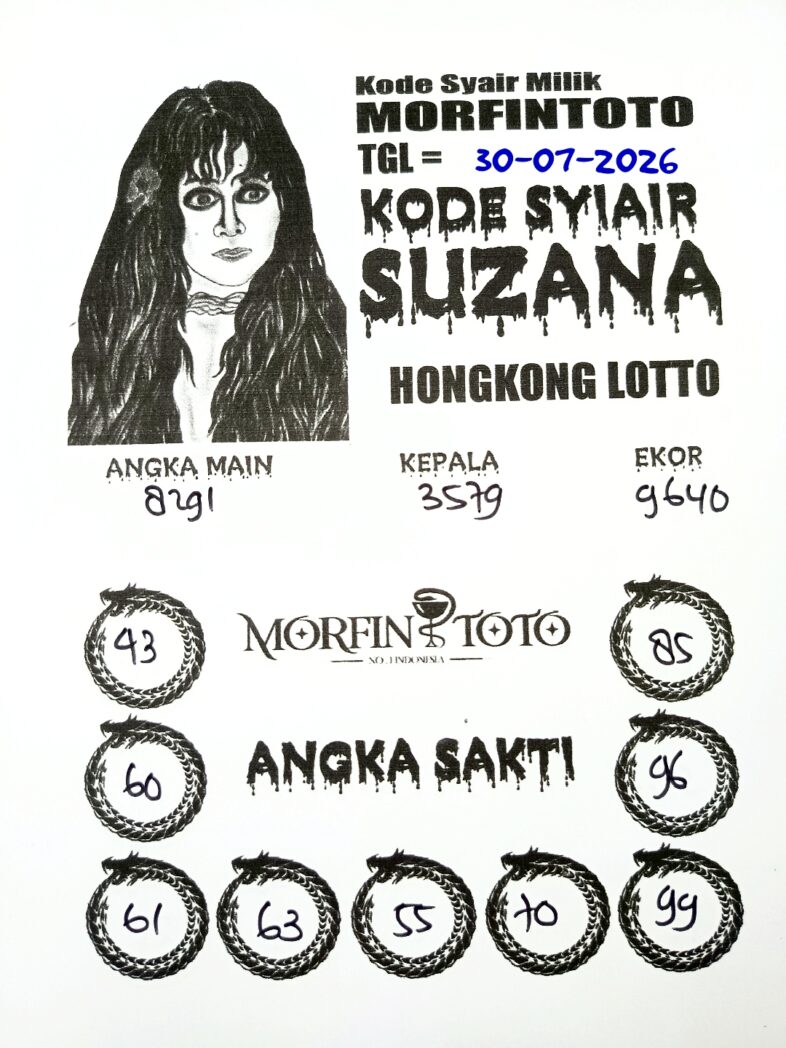 SYAIR TOGEL SUZANA HONGKONG LOTTO 30 JULI 2026