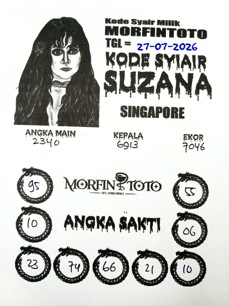 SYAIR TOGEL SUZANA SINGAPORE POOLS 27 JULI 2026