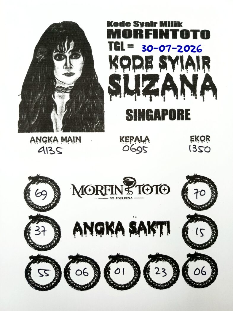 SYAIR TOGEL SUZANA SINGAPORE POOLS 30 JULI 2026