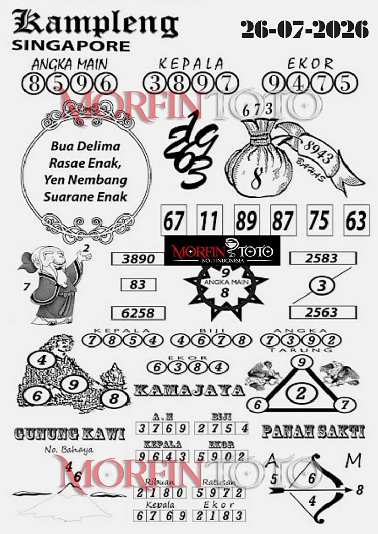 SYAIR TOGEL KAMPLENG SINGAPORE POOLS 26 JULI 2026