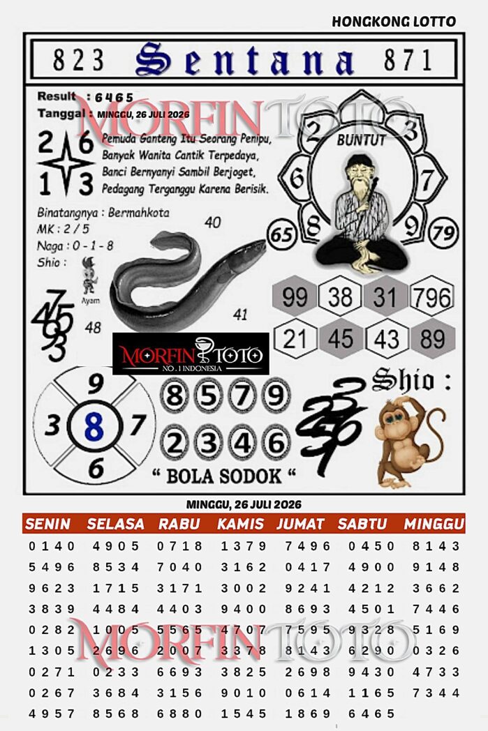 SYAIR TOGEL SENTANA HONGKONG LOTTO 26 JULI 2026