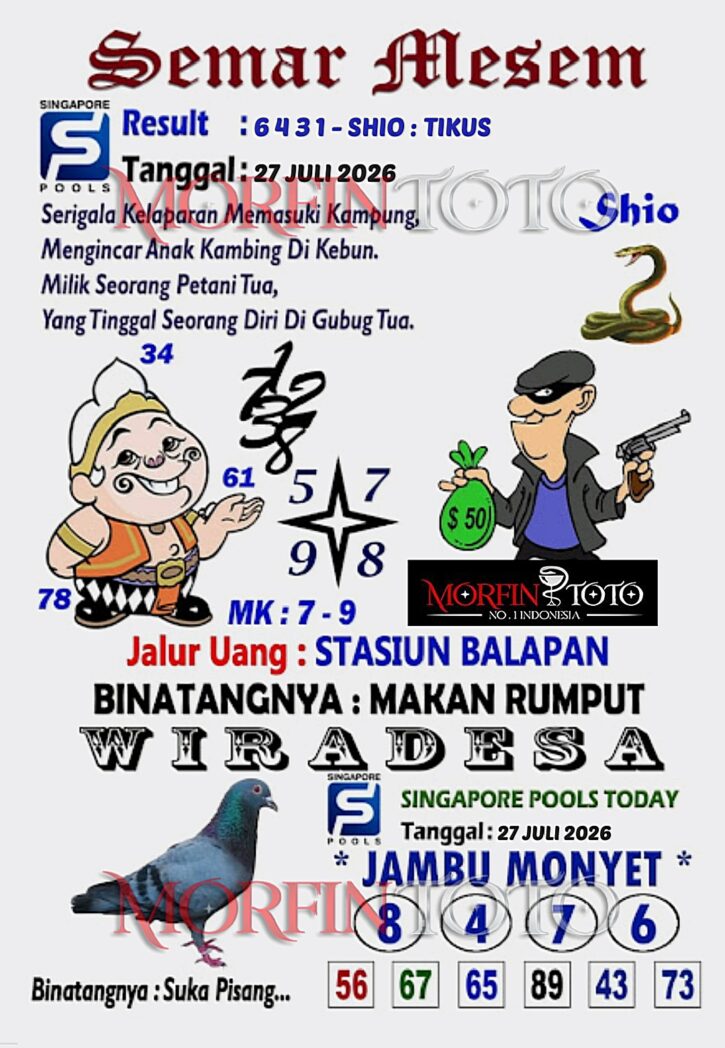 SYAIR TOGEL SEMAR MESEM SINGAPORE POOLS 27 JULI 2026