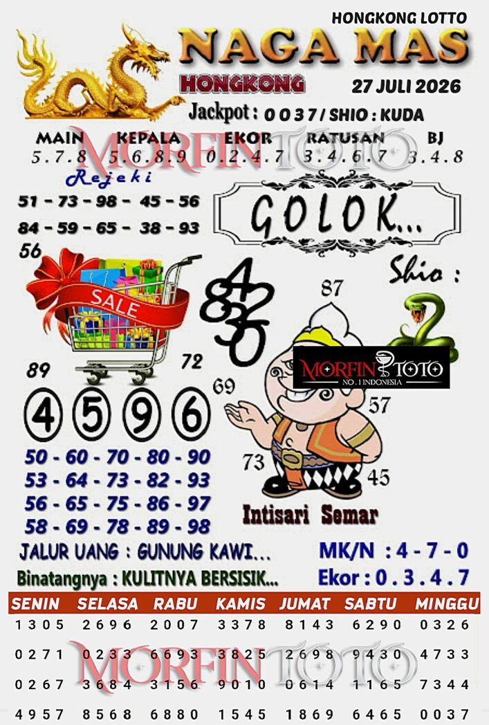 SYAIR TOGEL NAGA MAS HONGKONG LOTTO 27 JULI 2026