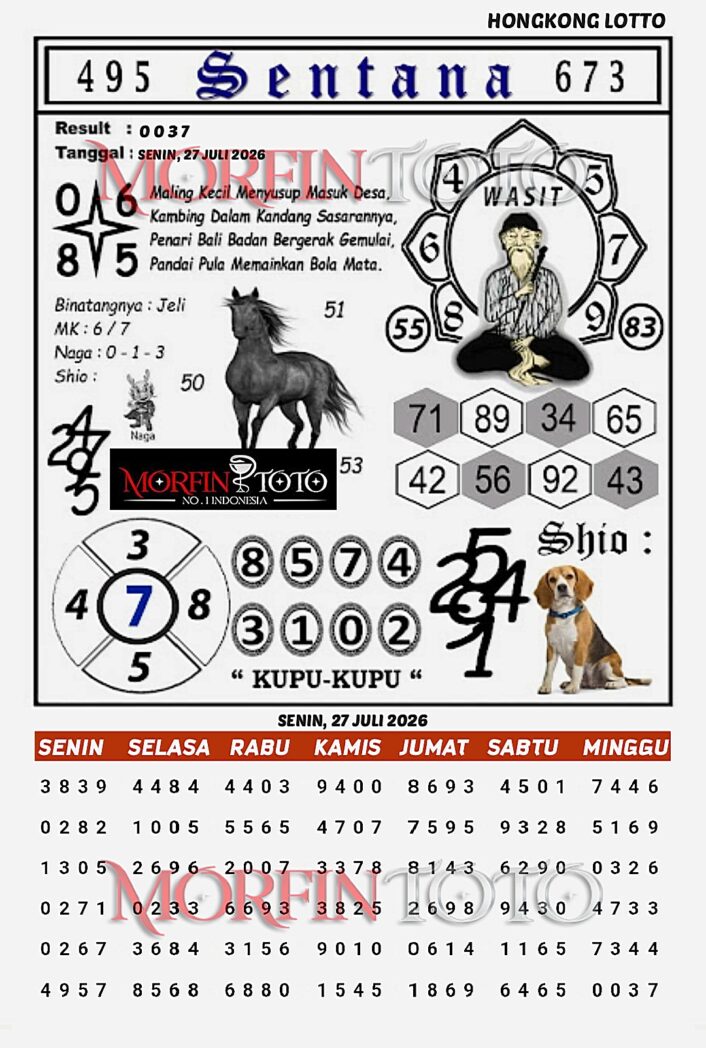 SYAIR TOGEL SENTANA HONGKONG LOTTO 27 JULI 2026