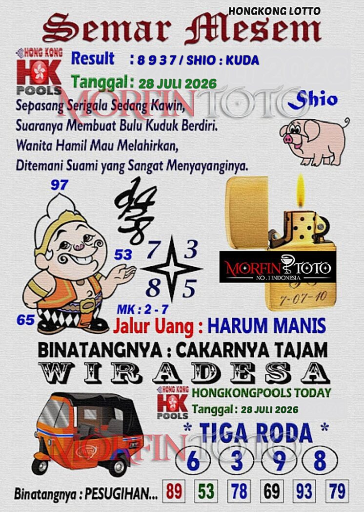 SYAIR TOGEL SEMAR MESEM HONGKONG LOTTO 28 JULI 2026