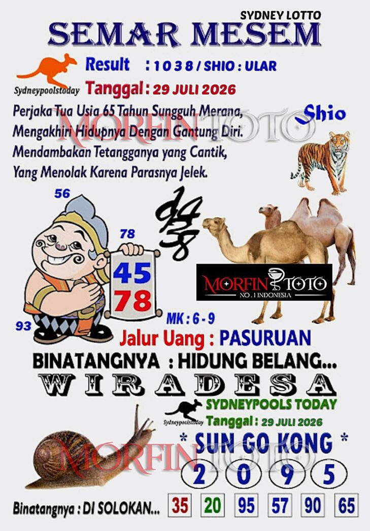 SYAIR TOGEL SEMAR MESEM SYDNEY LOTTO 29 JULI 2026