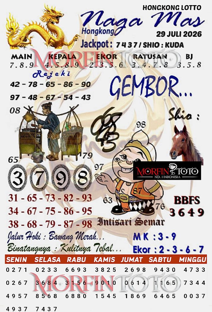 SYAIR TOGEL NAGA MAS HONGKONG LOTTO 29 JULI 2026