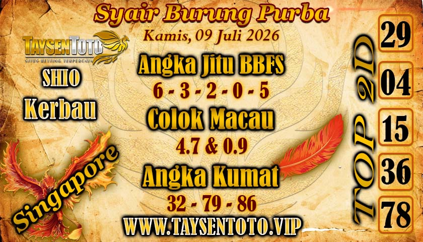 Syair Burung Purba Hari Kamis, 09 Juli 2026