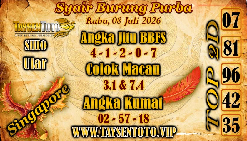 Syair Burung Purba Hari Rabu, 08 Juli 2026