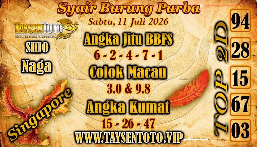 Syair Burung Purba Hari Sabtu, 11 Juli 2026