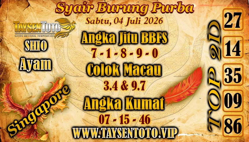 Syair Burung Purba Hari Sabtu, 04 Juli 2026