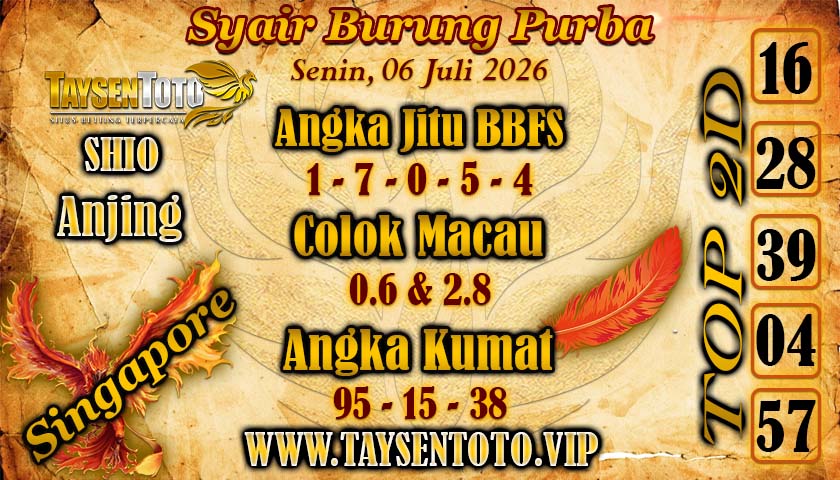 Syair Burung Purba Hari Senin, 06 Juli 2026