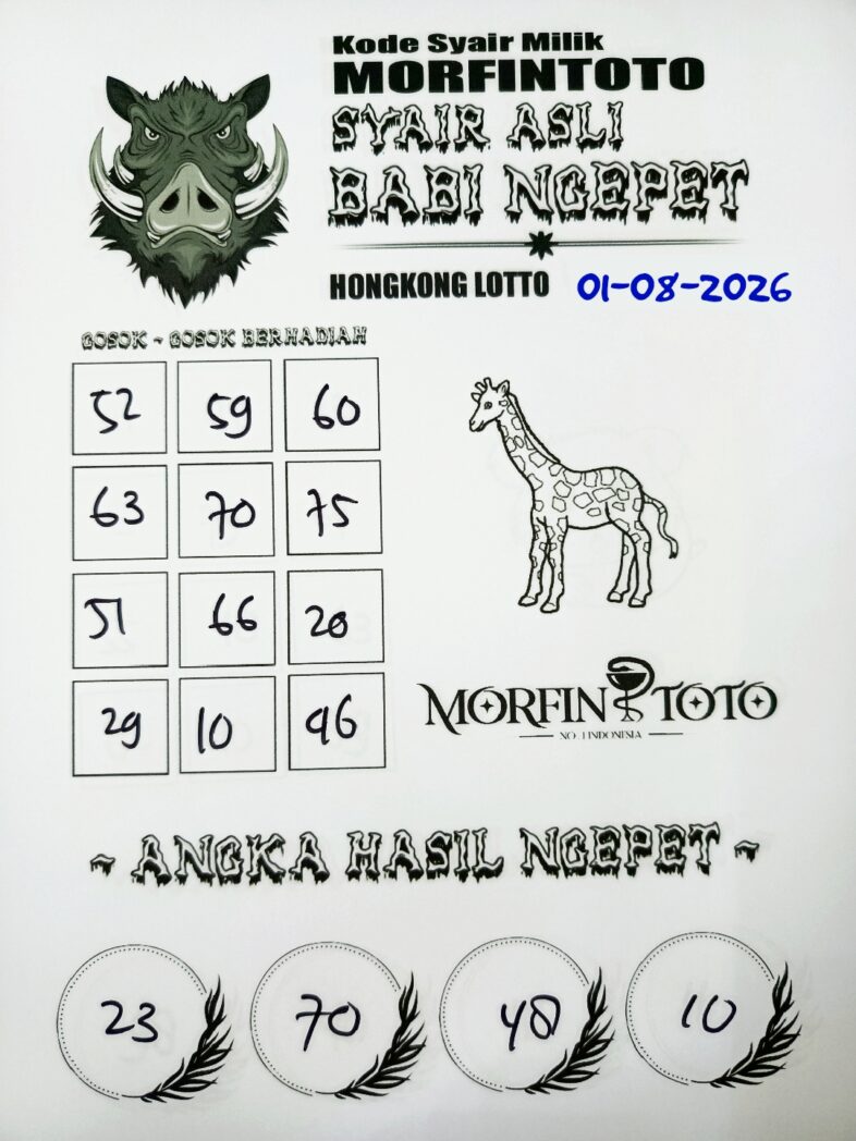 SYAIR TOGEL BABI NGEPET HONGKONG LOTTO 01 AGUSTUS 2026