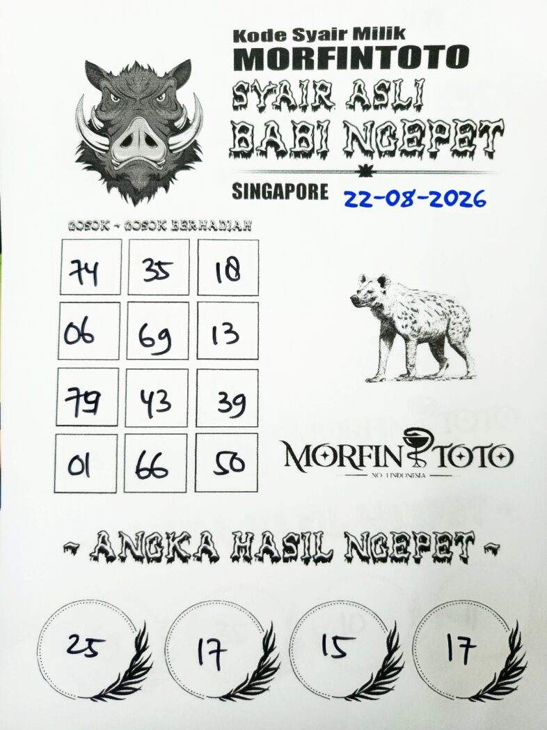 SYAIR TOGEL BABI NGEPET SINGAPORE POOLS 22 AGUSTUS 2226