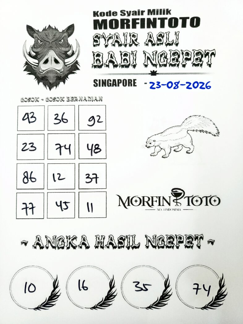 SYAIR TOGEL BABI NGEPET SINGAPORE POOLS 23 AGUSTUS 2326