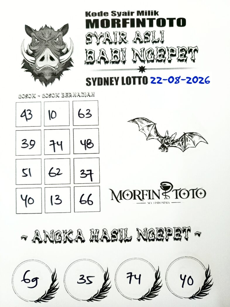 SYAIR TOGEL BABI NGEPET SYDNEY LOTTO 22 AGUSTUS 2226