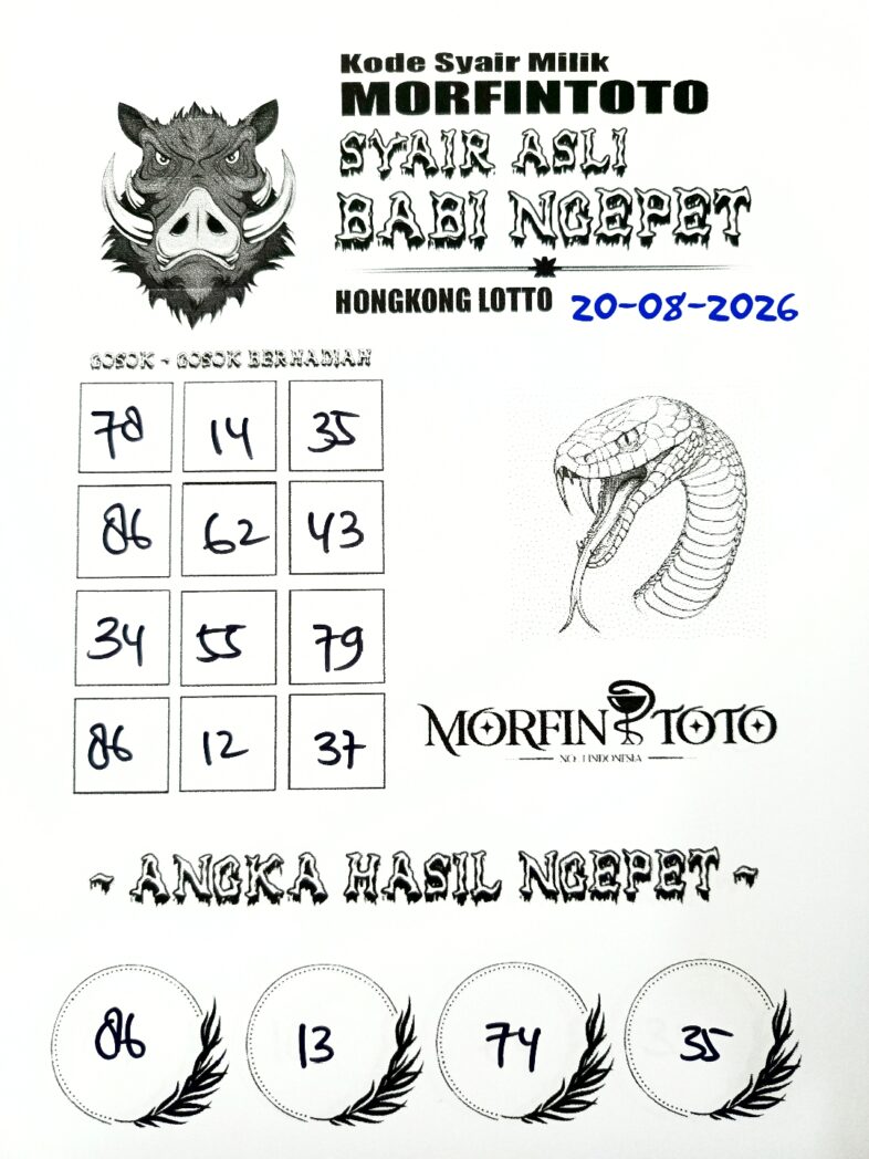 SYAIR TOGEL BABI NGEPET HONGKONG LOTTO 20 AGUSTUS 2026