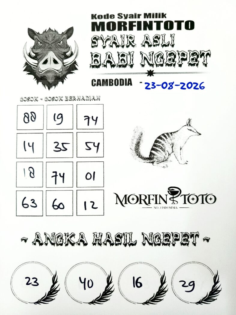 SYAIR TOGEL BABI NGEPET CAMBODIA 24 AGUSTUS 2426
