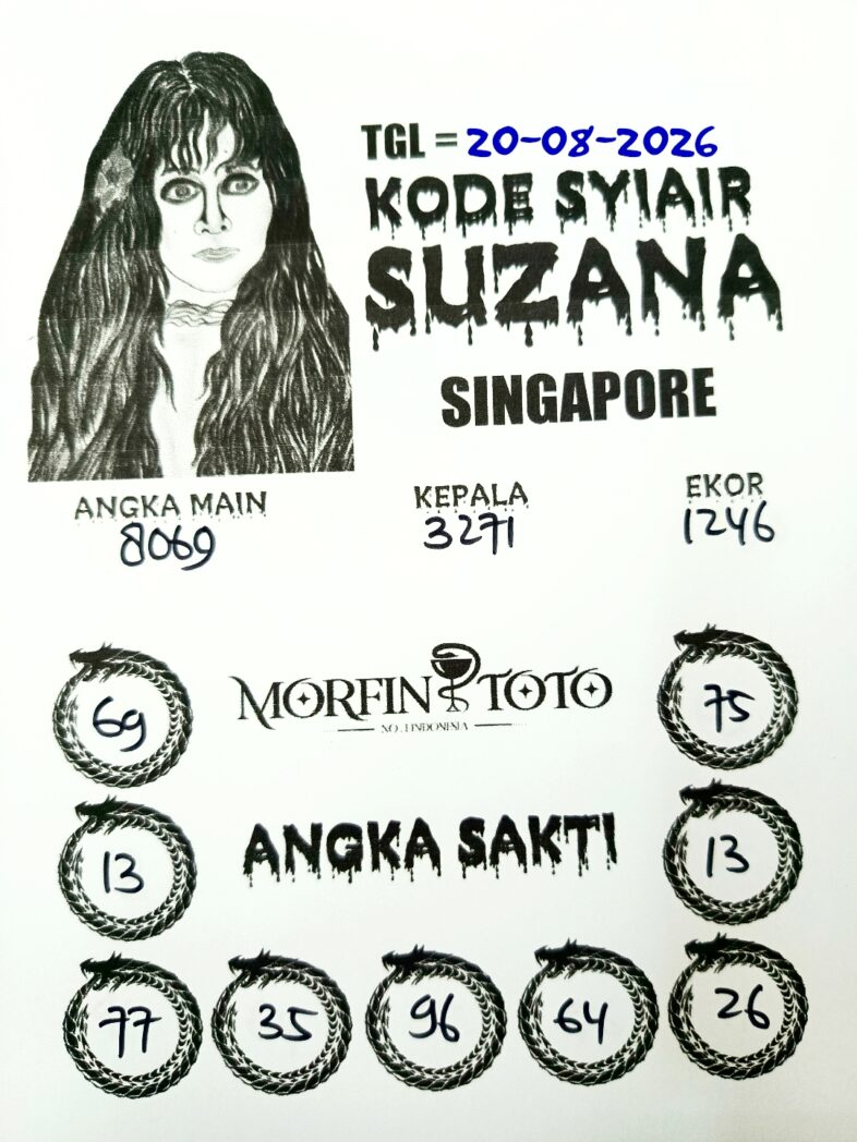 SYAIR TOGEL SUZANA SINGAPORE POOLS 20 AGUSTUS 2026