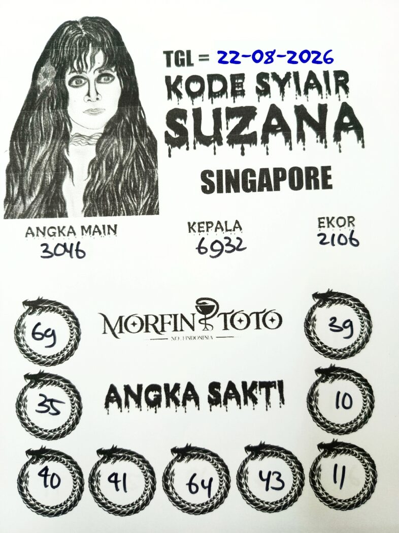 SYAIR TOGEL SUZANA SINGAPORE POOLS 22 AGUSTUS 2226