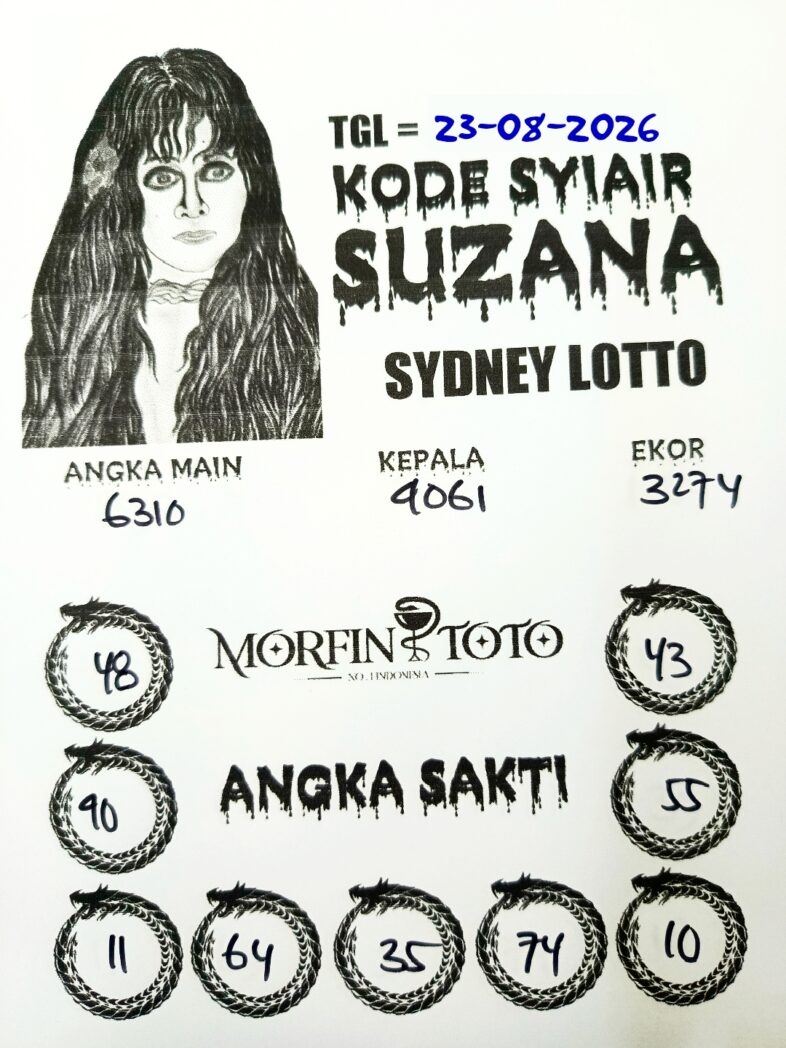 SYAIR TOGEL SUZANA SYDNEY LOTTO 23 AGUSTUS 2326