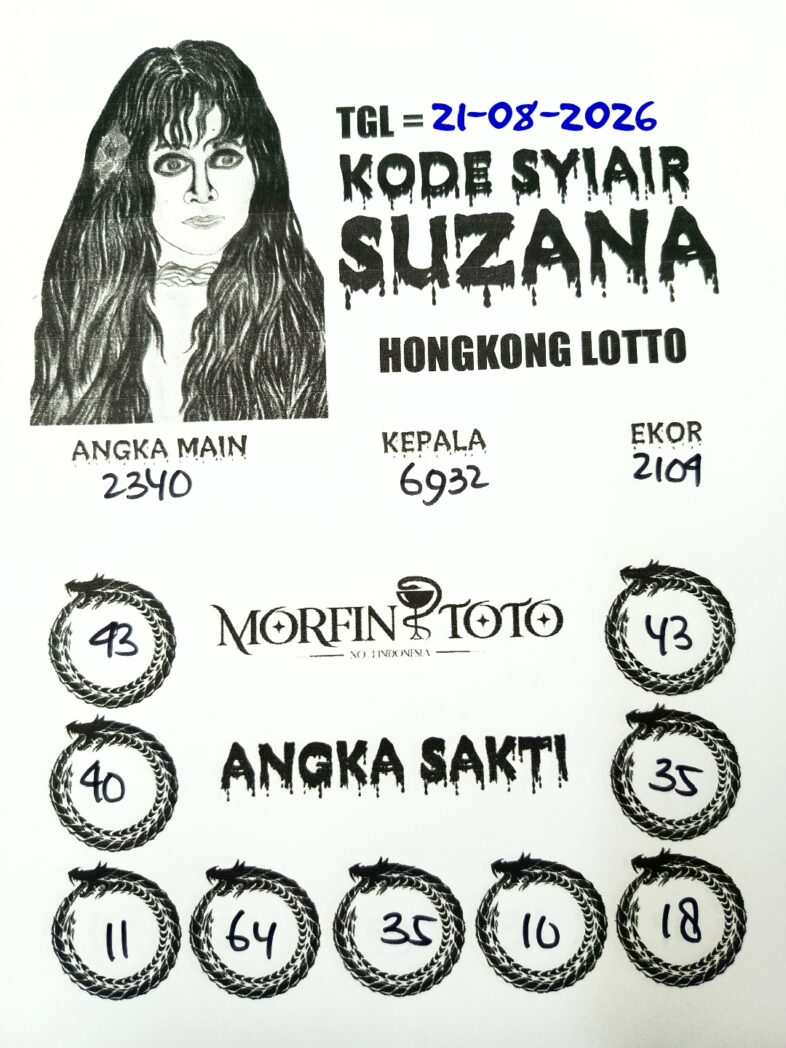 SYAIR TOGEL SUZANA HONGKONG LOTTO 21 AGUSTUS 2126