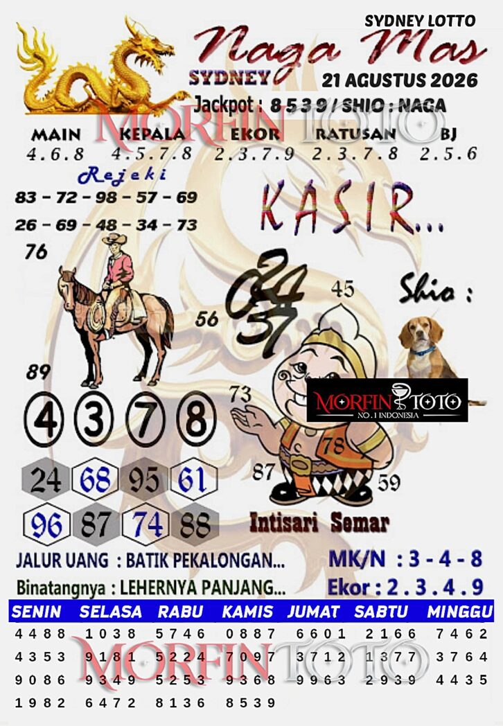 SYAIR TOGEL NAGA MAS SYDNEY LOTTO 21 AGUSTUS 2126