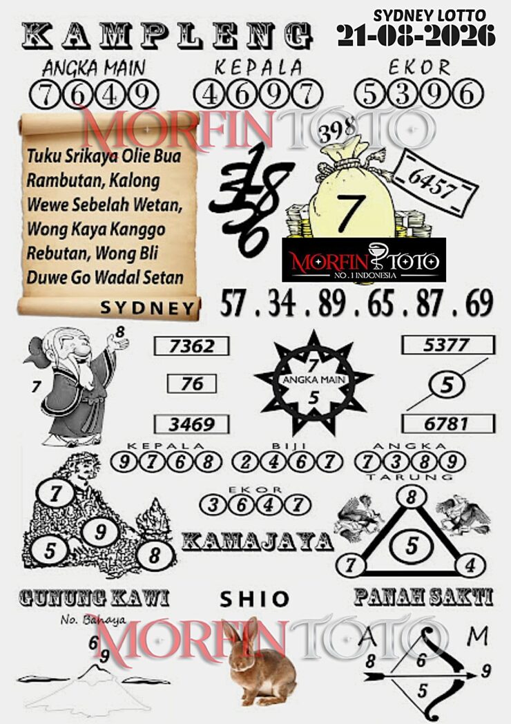 SYAIR TOGEL KAMPLENG SYDNEY LOTTO 21 AGUSTUS 2126
