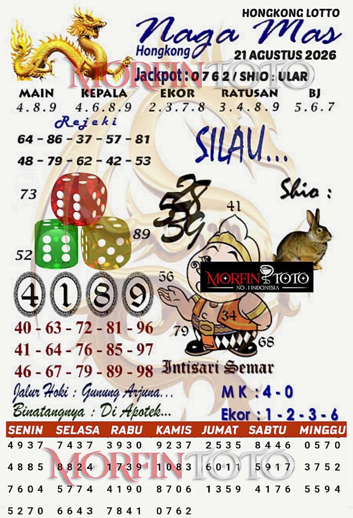 SYAIR TOGEL NAGA MAS HONGKONG LOTTO 21 AGUSTUS 2126