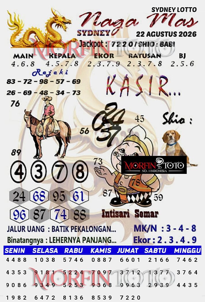 SYAIR TOGEL NAGA MAS SYDNEY LOTTO 22 AGUSTUS 2226