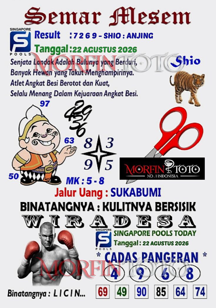 SYAIR TOGEL SEMAR MESEM SINGAPORE POOLS 22 AGUSTUS 2226