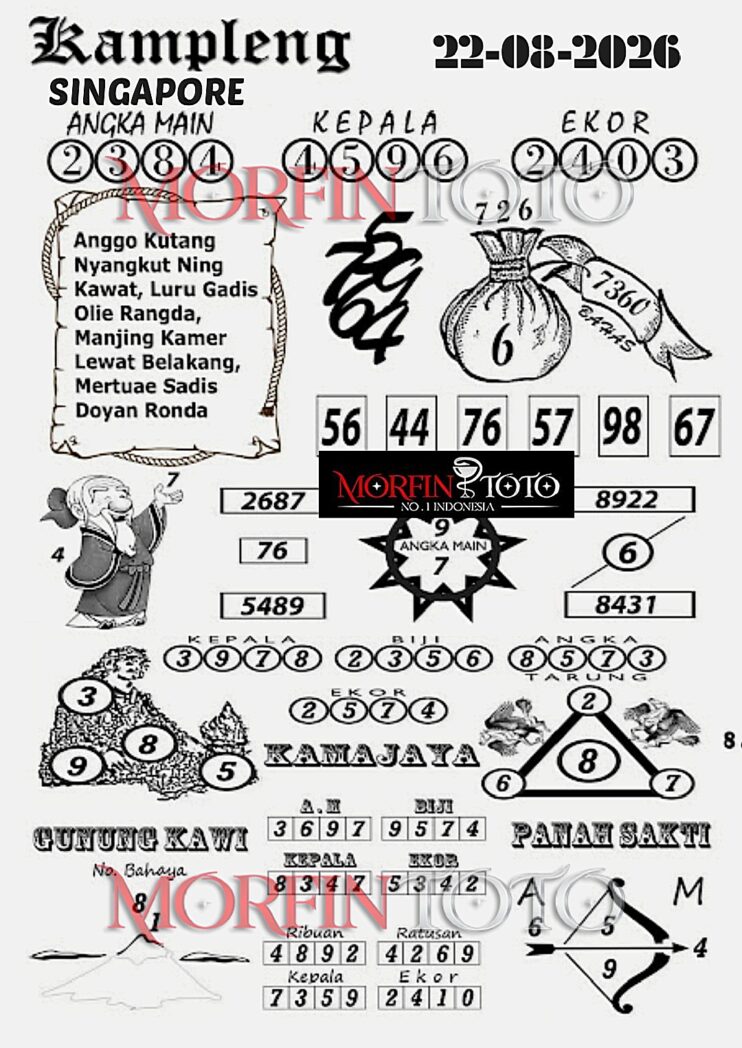 SYAIR TOGEL KAMPLENG SINGAPORE POOLS 22 AGUSTUS 2226