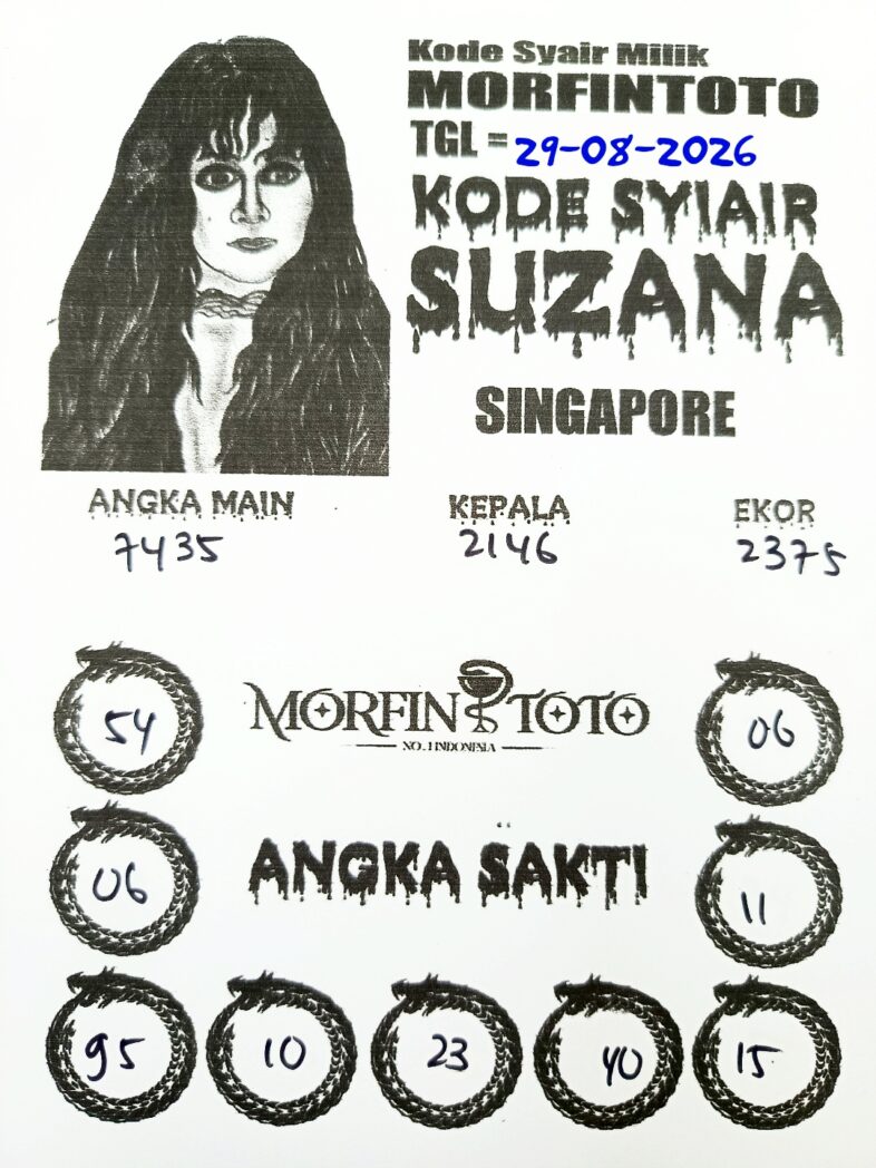 SYAIR TOGEL SUZANA SINGAPORE POOLS 29 AGUSTUS 2026
