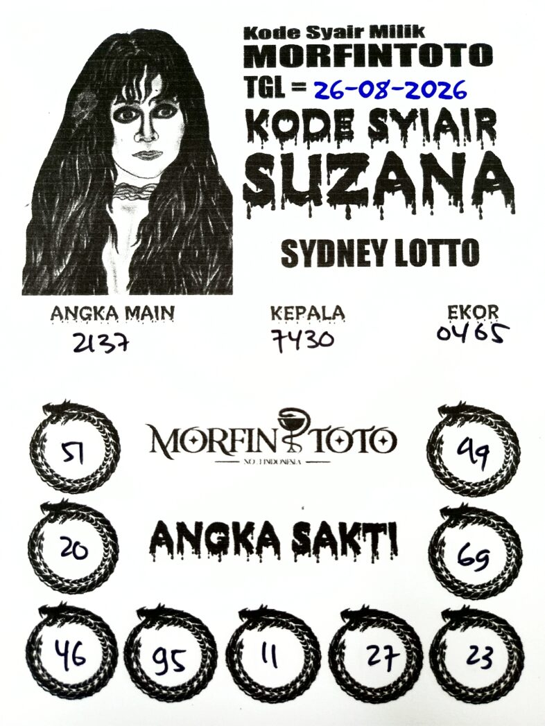 SYAIR TOGEL SUZANA SYDNEY LOTTO 26 AGUSTUS 2626