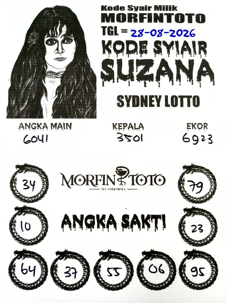 SYAIR TOGEL SUZANA SYDNEY LOTTO 28 AGUSTUS 2026