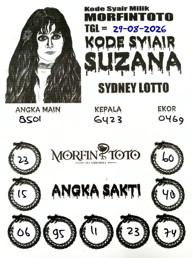 SYAIR TOGEL SUZANA SYDNEY LOTTO 29 AGUSTUS 2026